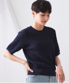 OPAQUE.CLIP / オペーク ドット クリップ ニット・セーター | 柄編みハーフスリーブニット【洗濯機洗い可】