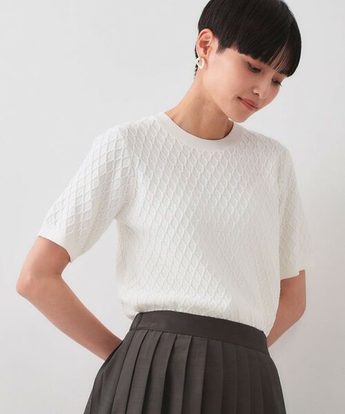 OPAQUE.CLIP / オペーク ドット クリップ ニット・セーター | 柄編みハーフスリーブニット【洗濯機洗い可】 | 詳細1