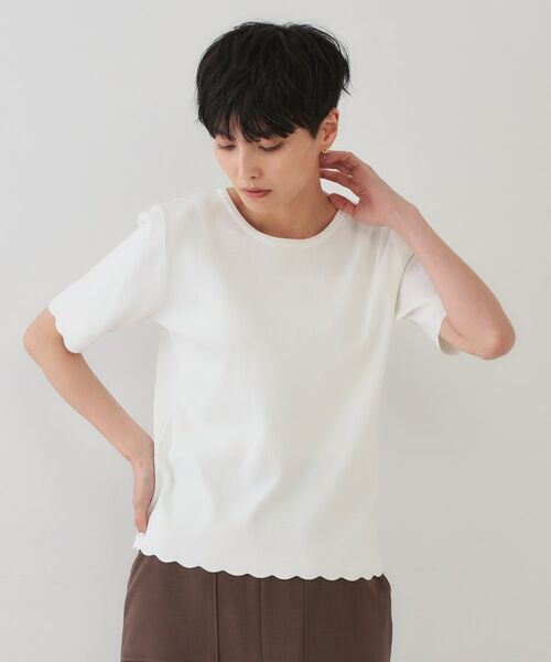 OPAQUE. CLIP/オペーク ドット クリップ 裾スカラップニット【洗濯機洗い可】 ホワイト(001) 38(M)