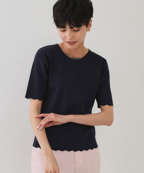 OPAQUE.CLIP / オペーク ドット クリップ ニット・セーター | 裾スカラップニット【洗濯機洗い可】(ネイビー(094))