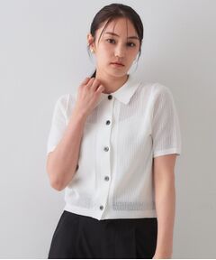 OPAQUE.CLIP / オペーク ドット クリップ ニット・セーター | 《CLASSY掲載》透かし編みポロニット【洗濯機洗い可】