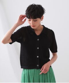 OPAQUE.CLIP / オペーク ドット クリップ ニット・セーター | 《CLASSY掲載》透かし編みポロニット【洗濯機洗い可】