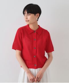 OPAQUE.CLIP / オペーク ドット クリップ ニット・セーター | 《CLASSY掲載》透かし編みポロニット【洗濯機洗い可】