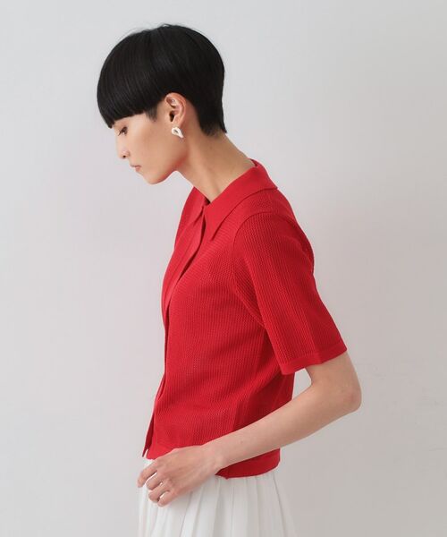 OPAQUE.CLIP / オペーク ドット クリップ ニット・セーター | 《CLASSY掲載》透かし編みポロニット【洗濯機洗い可】 | 詳細14