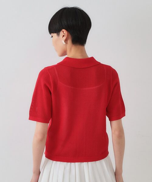 OPAQUE.CLIP / オペーク ドット クリップ ニット・セーター | 《CLASSY掲載》透かし編みポロニット【洗濯機洗い可】 | 詳細15