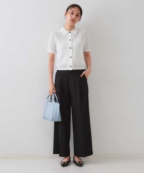 OPAQUE.CLIP / オペーク ドット クリップ ニット・セーター | 《CLASSY掲載》透かし編みポロニット【洗濯機洗い可】 | 詳細2