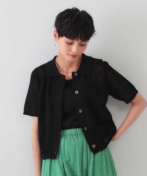 OPAQUE.CLIP / オペーク ドット クリップ ニット・セーター | 《CLASSY掲載》透かし編みポロニット【洗濯機洗い可】 | 詳細5