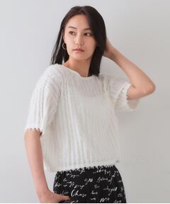 OPAQUE.CLIP / オペーク ドット クリップ ニット・セーター | フリンジクロップドニット【洗濯機洗い可/抗ピル】