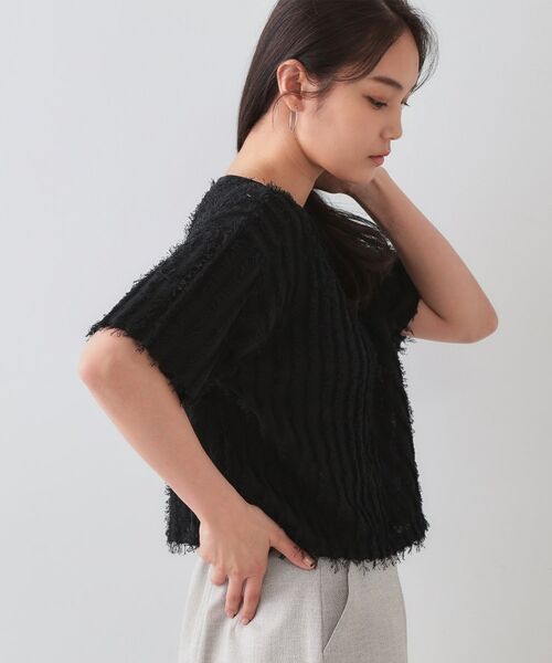 OPAQUE.CLIP / オペーク ドット クリップ ニット・セーター | フリンジクロップドニット【洗濯機洗い可/抗ピル】 | 詳細1