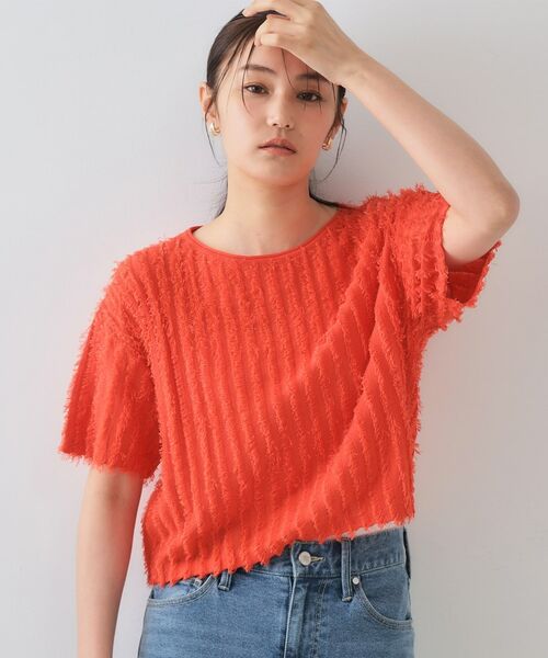 OPAQUE.CLIP / オペーク ドット クリップ ニット・セーター | フリンジクロップドニット【洗濯機洗い可/抗ピル】 | 詳細5