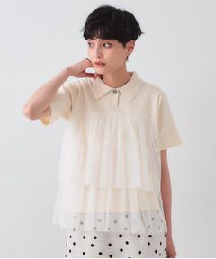 OPAQUE.CLIP / オペーク ドット クリップ ニット・セーター | チュールティアードドッキングポロニット【洗濯機洗い可】