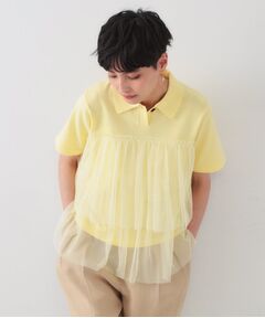 OPAQUE.CLIP / オペーク ドット クリップ ニット・セーター | チュールティアードドッキングポロニット【洗濯機洗い可】