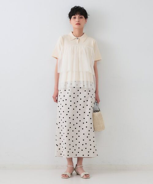 OPAQUE.CLIP / オペーク ドット クリップ ニット・セーター | チュールティアードドッキングポロニット【洗濯機洗い可】 | 詳細10