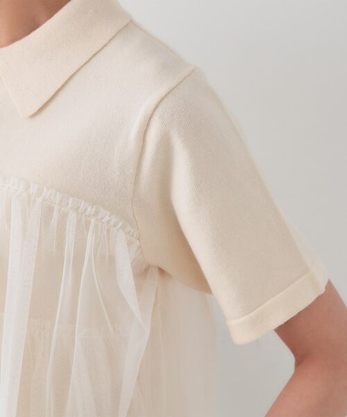 OPAQUE.CLIP / オペーク ドット クリップ ニット・セーター | チュールティアードドッキングポロニット【洗濯機洗い可】 | 詳細17