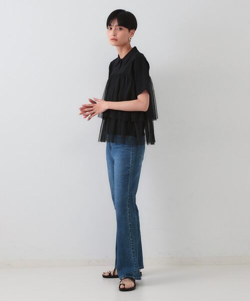 OPAQUE.CLIP / オペーク ドット クリップ ニット・セーター | チュールティアードドッキングポロニット【洗濯機洗い可】 | 詳細3