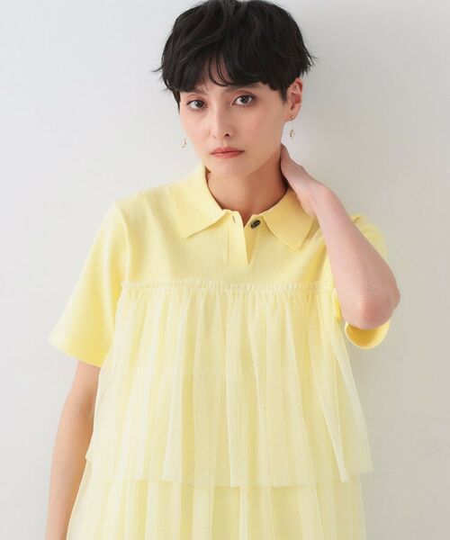 OPAQUE.CLIP / オペーク ドット クリップ ニット・セーター | チュールティアードドッキングポロニット【洗濯機洗い可】 | 詳細5