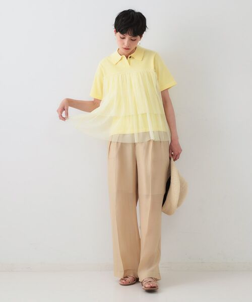 OPAQUE.CLIP / オペーク ドット クリップ ニット・セーター | チュールティアードドッキングポロニット【洗濯機洗い可】 | 詳細6