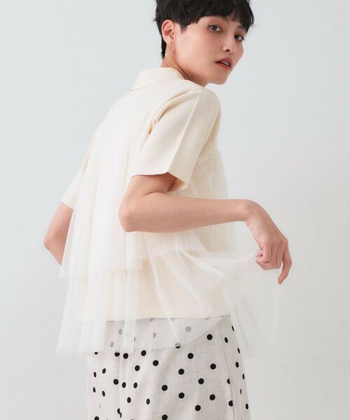 OPAQUE.CLIP / オペーク ドット クリップ ニット・セーター | チュールティアードドッキングポロニット【洗濯機洗い可】 | 詳細9