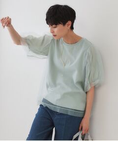 OPAQUE.CLIP / オペーク ドット クリップ カットソー | チュールレイヤードトップス【洗濯機洗い可】