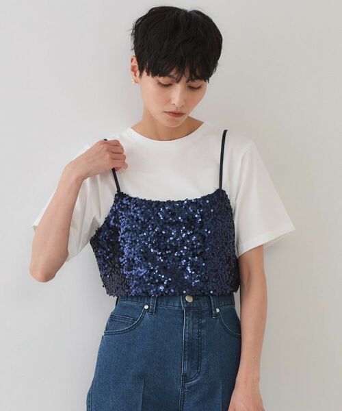 OPAQUE.CLIP / オペーク ドット クリップ その他トップス | 《ツインセット》スパンコールキャミ×Tシャツ【洗濯機洗い可】 | 詳細11