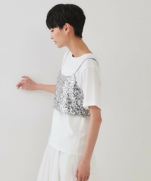 OPAQUE.CLIP / オペーク ドット クリップ その他トップス | 《ツインセット》スパンコールキャミ×Tシャツ【洗濯機洗い可】 | 詳細16