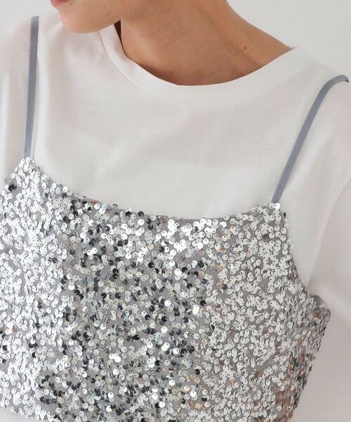 OPAQUE.CLIP / オペーク ドット クリップ その他トップス | 《ツインセット》スパンコールキャミ×Tシャツ【洗濯機洗い可】 | 詳細18