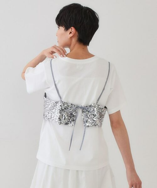 OPAQUE.CLIP / オペーク ドット クリップ その他トップス | 《ツインセット》スパンコールキャミ×Tシャツ【洗濯機洗い可】 | 詳細2