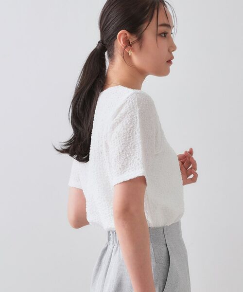 OPAQUE.CLIP / オペーク ドット クリップ カットソー | ふくれジャカードショートカットソー【洗濯機洗い可】 | 詳細1