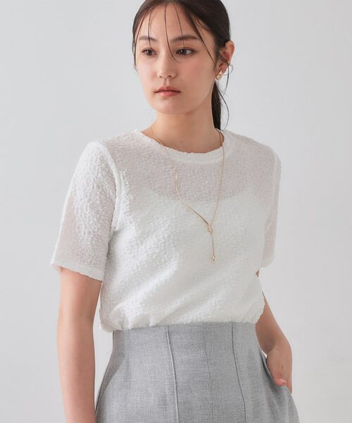 OPAQUE.CLIP / オペーク ドット クリップ カットソー | ふくれジャカードショートカットソー【洗濯機洗い可】(ホワイト(001))