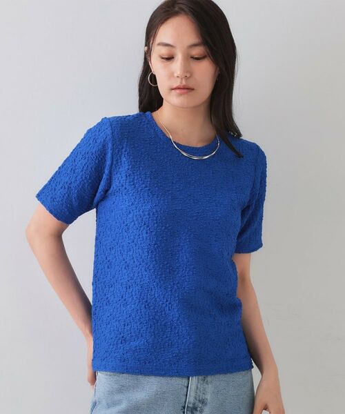 OPAQUE.CLIP / オペーク ドット クリップ カットソー | ふくれジャカードショートカットソー【洗濯機洗い可】(ブルー(093))