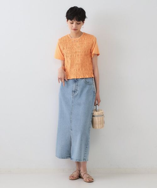 OPAQUE.CLIP / オペーク ドット クリップ カットソー | シャーリングショートTシャツ【洗濯機洗い可】 | 詳細10