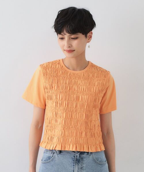 OPAQUE.CLIP / オペーク ドット クリップ カットソー | シャーリングショートTシャツ【洗濯機洗い可】 | 詳細13