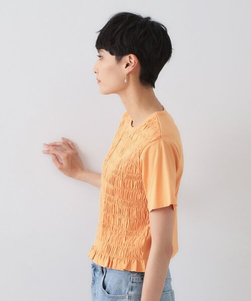 OPAQUE.CLIP / オペーク ドット クリップ カットソー | シャーリングショートTシャツ【洗濯機洗い可】 | 詳細14