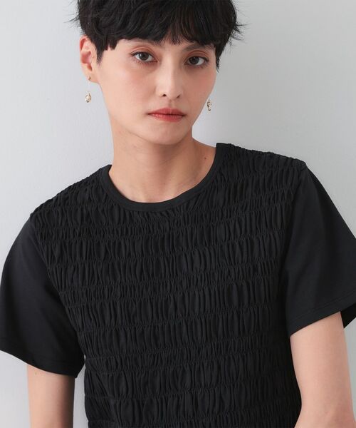 OPAQUE.CLIP / オペーク ドット クリップ カットソー | シャーリングショートTシャツ【洗濯機洗い可】 | 詳細5