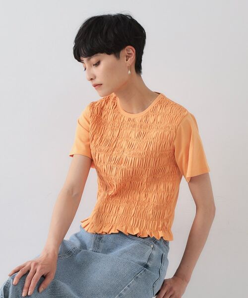 OPAQUE.CLIP / オペーク ドット クリップ カットソー | シャーリングショートTシャツ【洗濯機洗い可】 | 詳細9