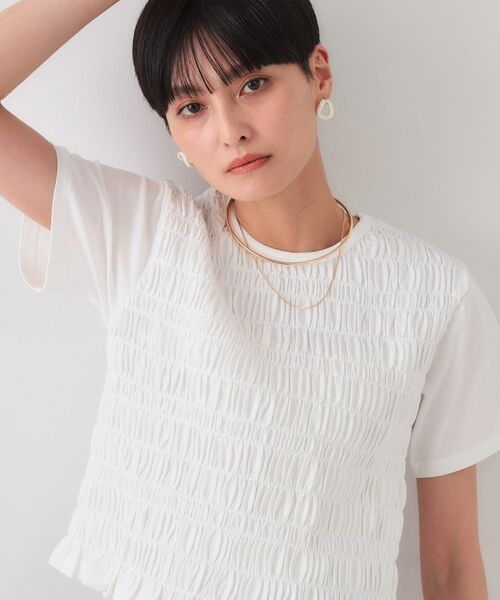 OPAQUE. CLIP/オペーク ドット クリップ シャーリングショートTシャツ【洗濯機洗い可】 ホワイト(001) 38(M) OPAQUE. CLIP/オペーク ドット クリップ シャーリングショートTシャツ【洗濯機洗い可】 ホワイト(001) 38(M)