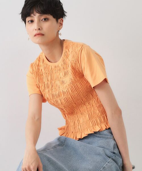 OPAQUE. CLIP/オペーク ドット クリップ シャーリングショートTシャツ【洗濯機洗い可】 オレンジ(066) 38(M) OPAQUE. CLIP/オペーク ドット クリップ シャーリングショートTシャツ【洗濯機洗い可】 オレンジ(066) 38(M)