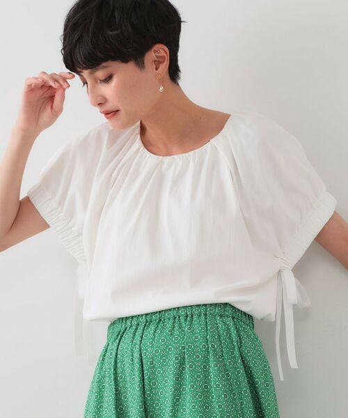 OPAQUE.CLIP / オペーク ドット クリップ カットソー | サイドリボンチュニックトップス【洗濯機洗い可】(ホワイト(001))