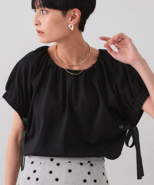 OPAQUE. CLIP/オペーク ドット クリップ サイドリボンチュニックトップス【洗濯機洗い可】 ブラック(019) 36(S) OPAQUE. CLIP/オペーク ドット クリップ サイドリボンチュニックトップス【洗濯機洗い可】 ブラック(019) 36(S)