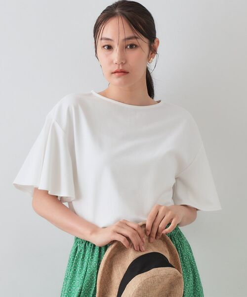 OPAQUE. CLIP/オペーク ドット クリップ 《S-LLサイズ》フレアスリーブカッソー【UV/接触冷感/洗濯機洗い可】 ホワイト(001) 40(L)