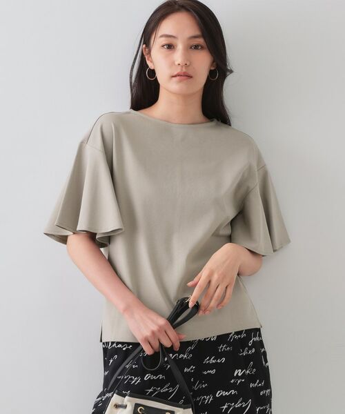 OPAQUE.CLIP / オペーク ドット クリップ カットソー | 《S-LLサイズ》フレアスリーブカッソー【UV/接触冷感/洗濯機洗い可】(グレージュ(050))