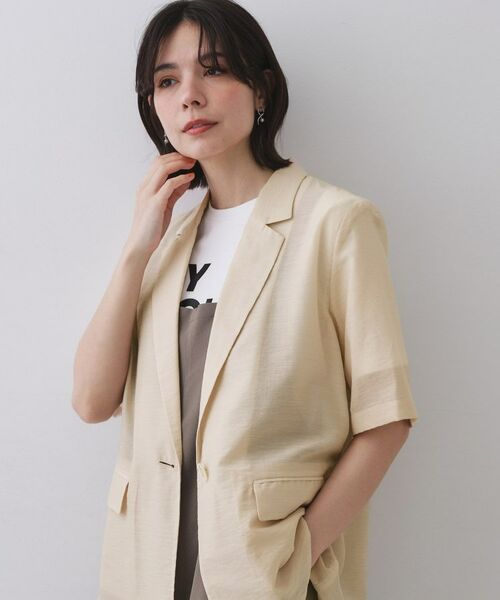 OPAQUE.CLIP / オペーク ドット クリップ テーラードジャケット | シアーハーフスリーブテーラードジャケット【洗える】 | 詳細1