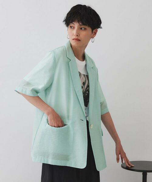 OPAQUE.CLIP / オペーク ドット クリップ テーラードジャケット | シアーハーフスリーブテーラードジャケット【洗える】 | 詳細5