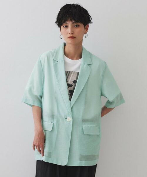 OPAQUE.CLIP / オペーク ドット クリップ テーラードジャケット | シアーハーフスリーブテーラードジャケット【洗える】 | 詳細9