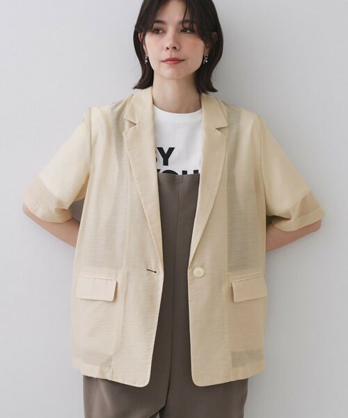 OPAQUE. CLIP/オペーク ドット クリップ シアーハーフスリーブテーラードジャケット【洗える】 ライトベージュ(051) 38(M)