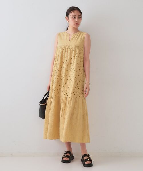 OPAQUE.CLIP / オペーク ドット クリップ ロング・マキシ丈ワンピース | インドコットンアイレット刺繍ティアードワンピース【洗える】 | 詳細6