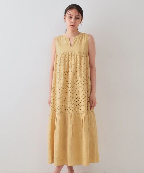 OPAQUE.CLIP / オペーク ドット クリップ ロング・マキシ丈ワンピース | インドコットンアイレット刺繍ティアードワンピース【洗える】 | 詳細9