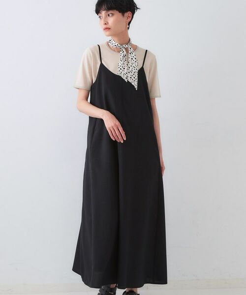 OPAQUE.CLIP / オペーク ドット クリップ ロング・マキシ丈ワンピース | リネンライクキャミワンピース【洗濯機洗い可】(ブラック(019))