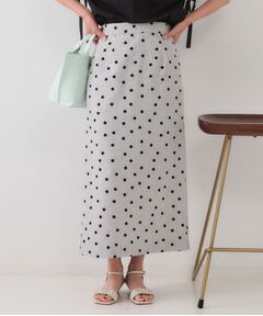 OPAQUE.CLIP / オペーク ドット クリップ ロング・マキシ丈スカート | 麻混ドットプリントナロースカート【洗濯機洗い可】