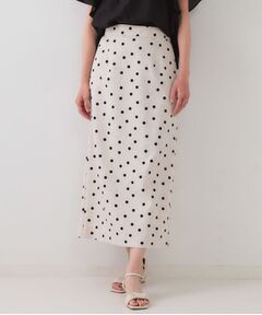 OPAQUE.CLIP / オペーク ドット クリップ ロング・マキシ丈スカート | 麻混ドットプリントナロースカート【洗濯機洗い可】
